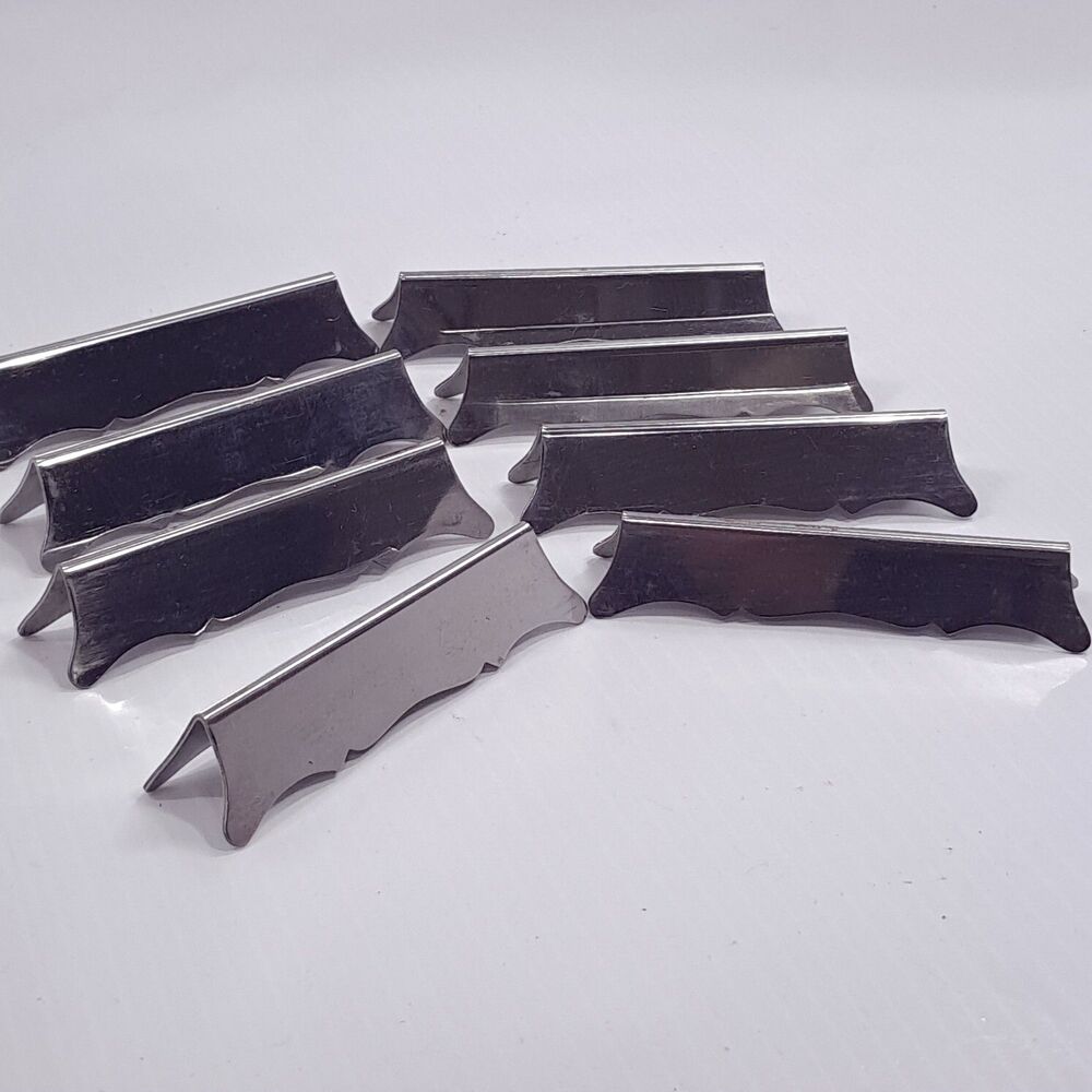 Vintage Inox France knife rests set 8 scalloped porte-couteau stainless steel